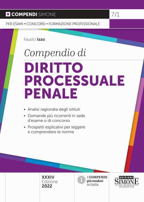 Compendio Di Diritto Processuale Penale Fausto Izzo Edizioni Giuridiche Simone | Immagine principale