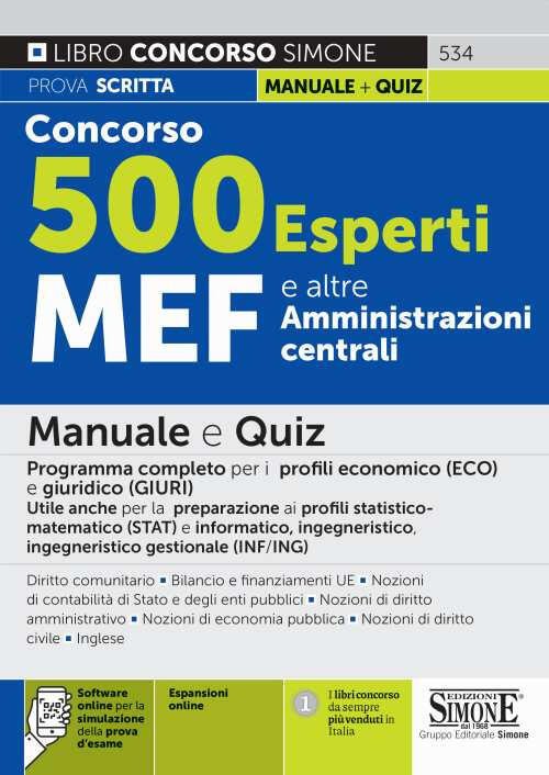 Concorso 500 Esperti Mef E Altre Amministrazioni Centrali. Manuale E … | Immagine principale