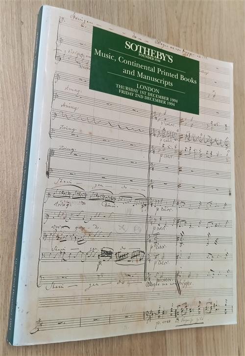 Sotheby's: Music, Continental Printed Book And Manuscripts 1994 | Immagine principale