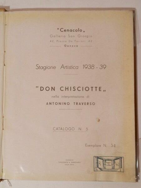 Don Chisciotte nella interpretazione di Antonino Traverso. Catalogo n. 5. …