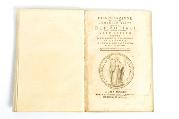 Dissertazione dell'abate Domenico Testa sopra due zodiaci novellamente scoperti nell'Egitto.