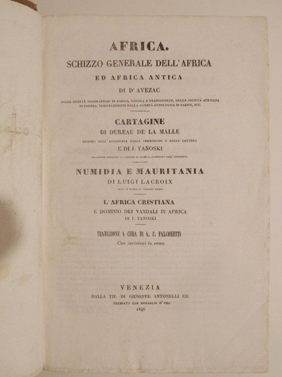 Africa. Schizzo generale dell'Africa ed Africa antica. Cartagine. Numidia e …