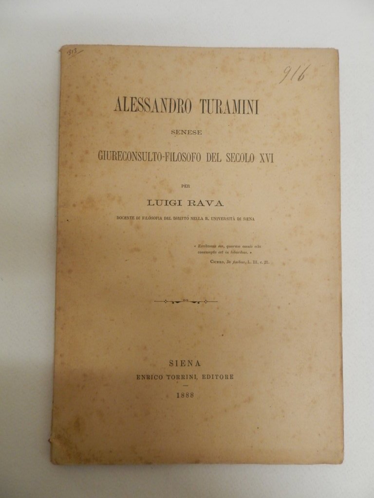 Alessandro Turamini senese giureconsulto-filosofo del secolo XVI