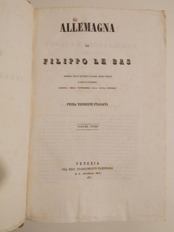 Allemagna di Filippo Le Bas. Prima versione italiana