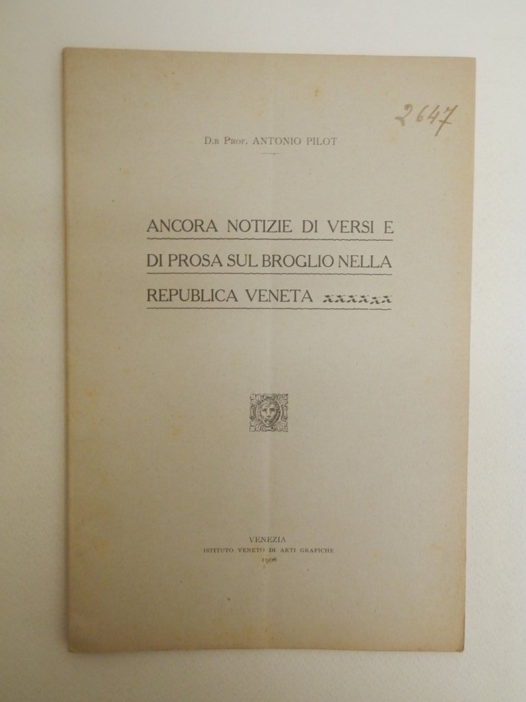 Ancora notizie di versi e di prosa sul broglio nella …