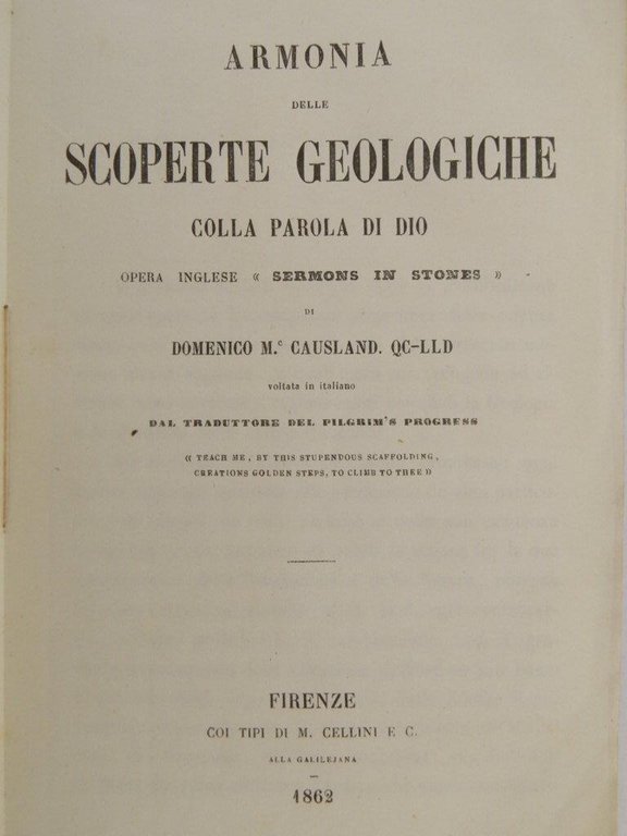 Armonia delle scoperte geologiche colla parola di Dio. Opera inglese …