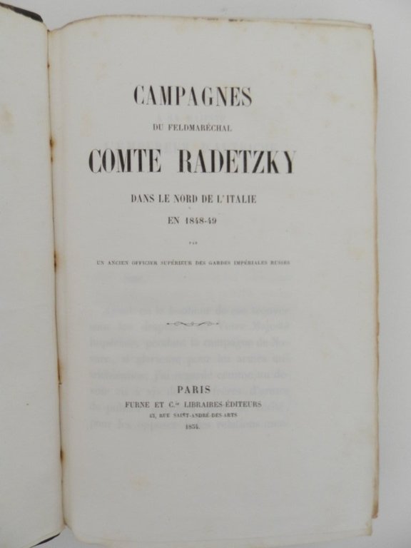 Campagnes du Feldmaréchal Comte Radetzky. Dans le nord de l'Italie …