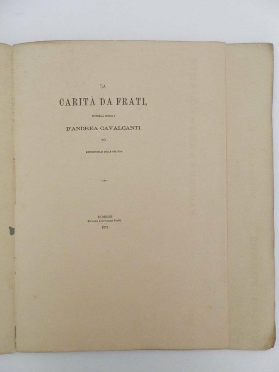 Carita da frati novella inedita d' Andrea Cavalcanti