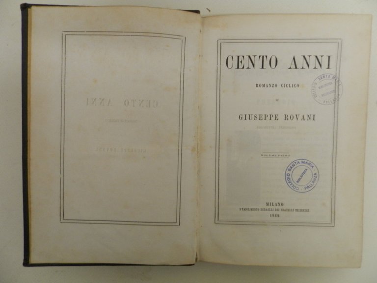 Cento anni. Romanzo ciclico di Giuseppe Rovani.
