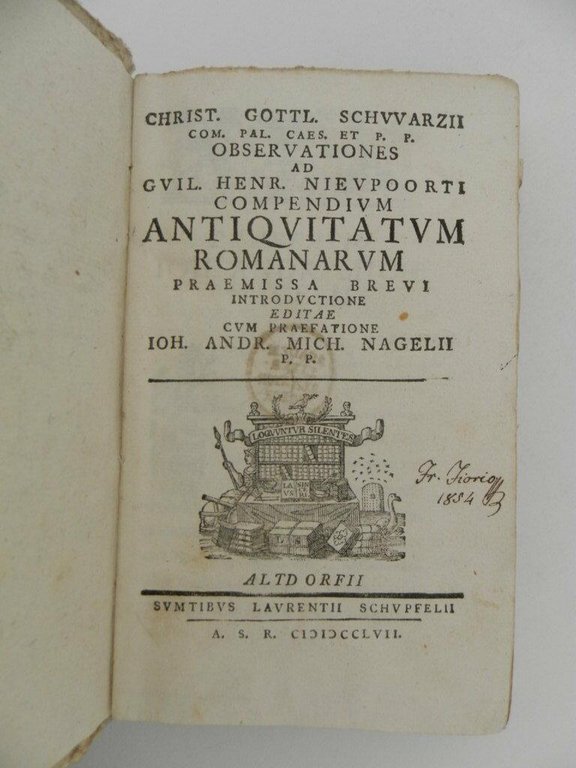 Christ. Gottl. Schwarzii ... Observationes ad Guil. Henr. Nieupoorti Compendium …