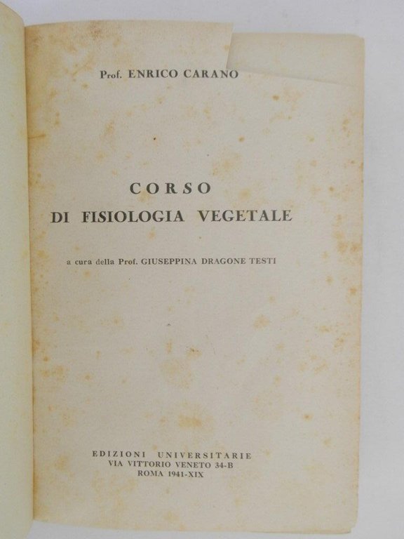 Corso di fisiologia vegetale