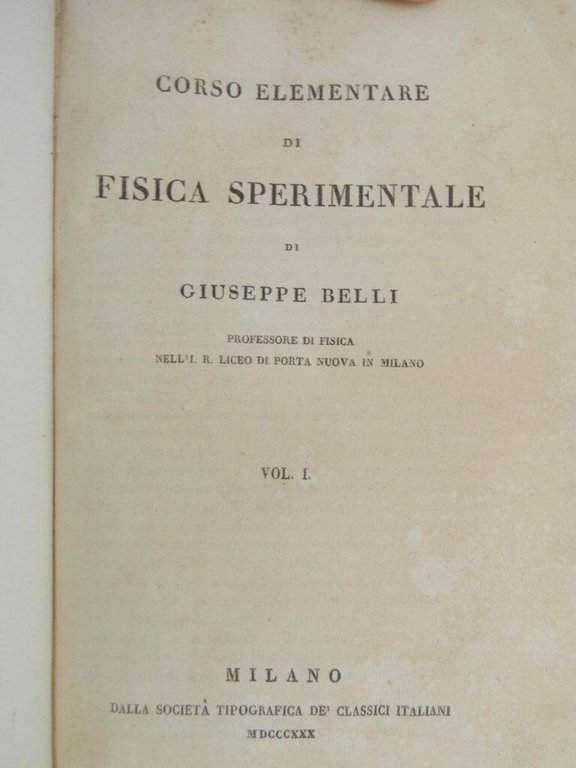 Corso elementare di fisica sperimentale di Giuseppe Belli