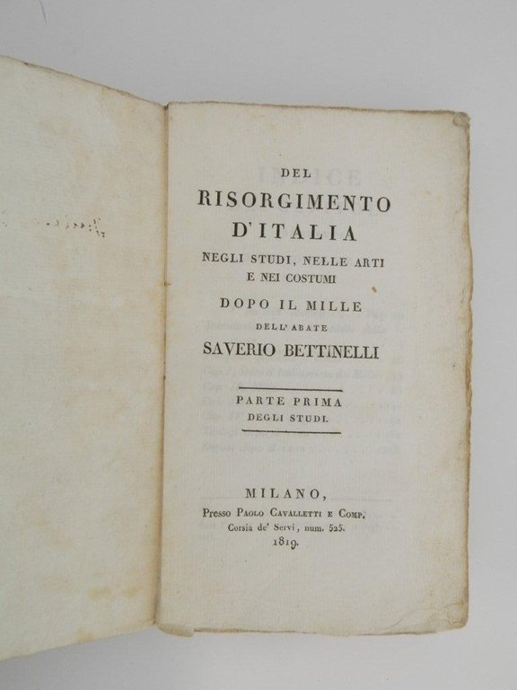 Del Risorgimento d'Italia negli studi, nelle arti e nei costumi …