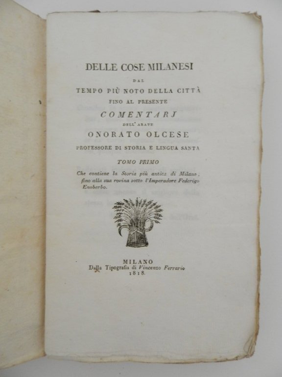 Delle cose milanesi dal tempo più noto della città fino …