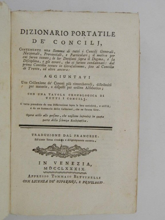 Dizionario portatile de' concilj, contenente una somma di tutti i …