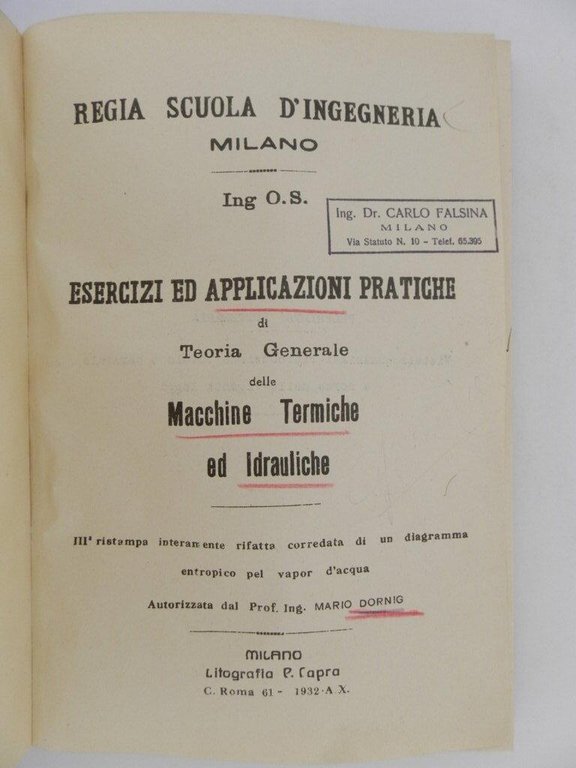 Esercizi ed applicazioni pratiche di teoria generale delle macchine termiche …