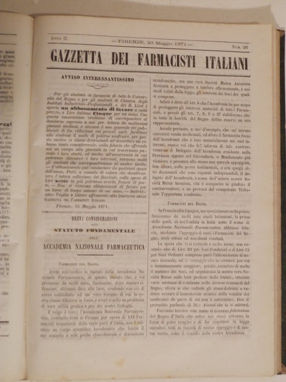 Gazzetta dei farmacisti italiani, ossia Repertorio scientifico di chimica, farmacia …