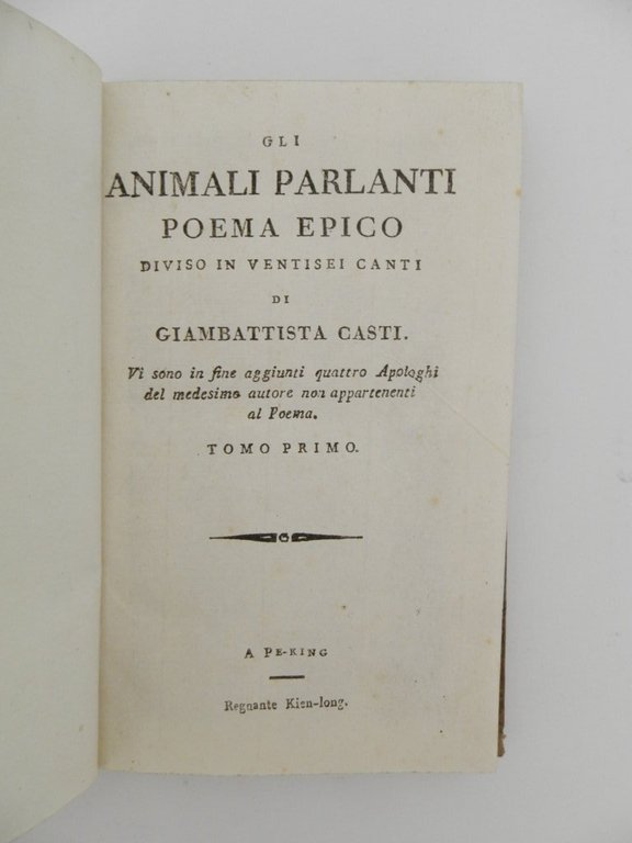 Gli animali parlanti poema epico diviso in ventisei canti di …