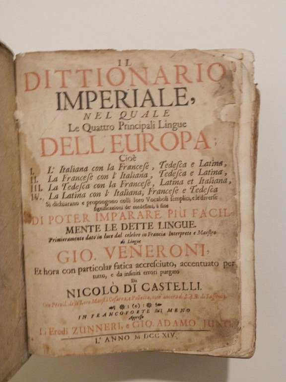 Il dittionario imperiale, nel quale le quattro principali lingue dell'Europa; …