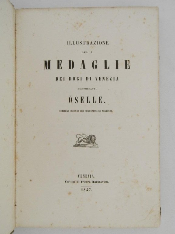 Illustrazione delle medaglie dei dogi di Venezia denominate oselle. Edizione …