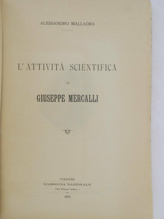 L'attività scientifica di Giuseppe Mercalli