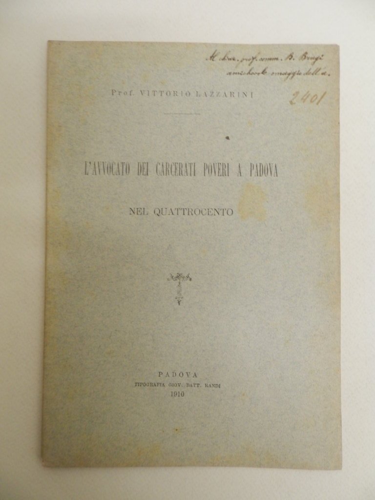 L'avvocato dei carcerati poveri a Padova nel Quattrocento