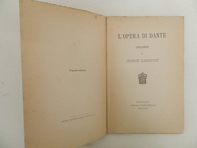 L'opera di Dante. Discorso di Giosuè Carducci