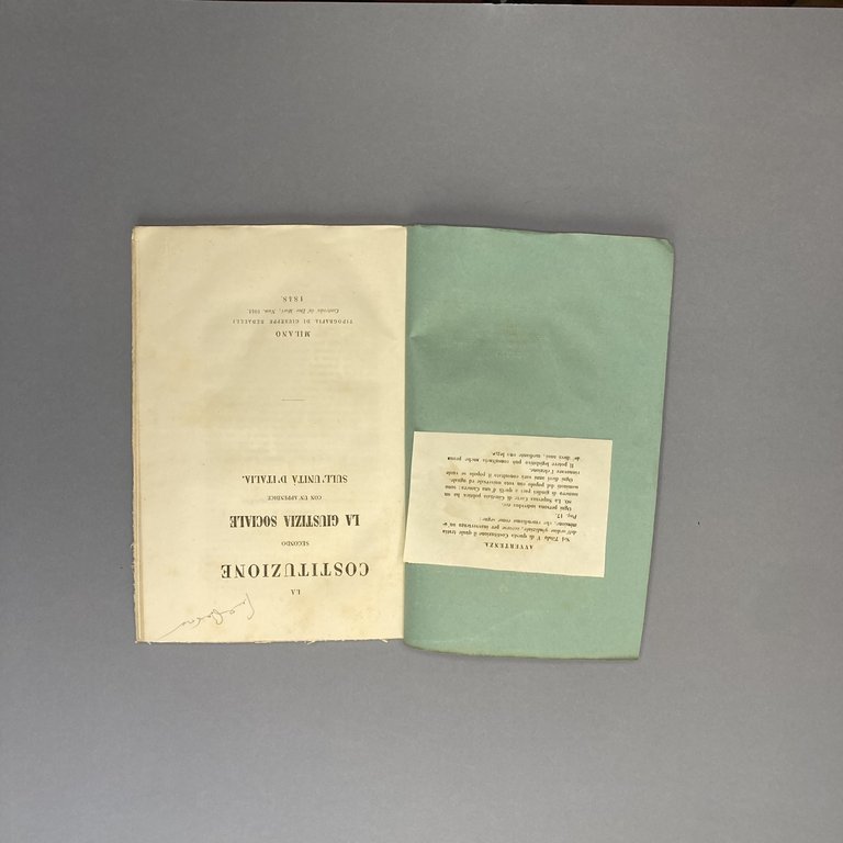 La costituzione secondo la giustizia sociale. Con un'appendice sull'Unità d'Italia.