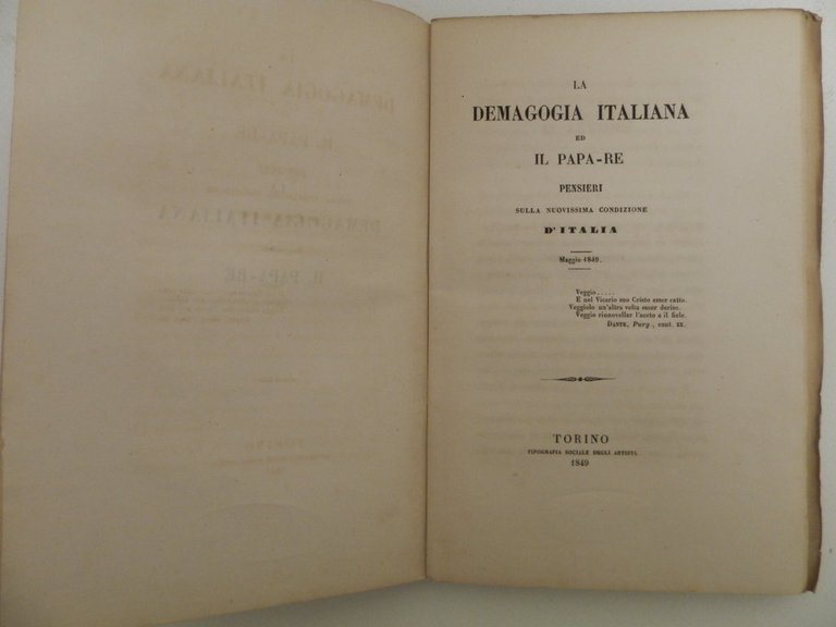 La demagogia italiana ed il papa-re. Pensieri sulla nuovissima condizione …