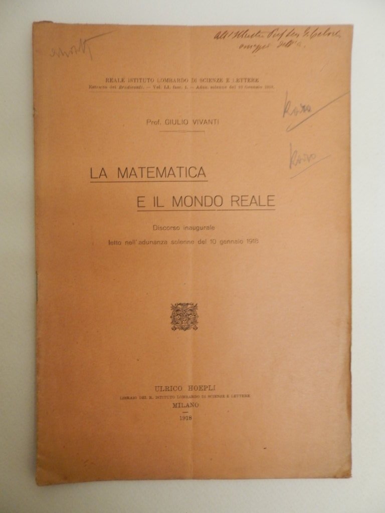 La matematica e il mondo reale. Discorso inaugurale letto nell'adunanza …