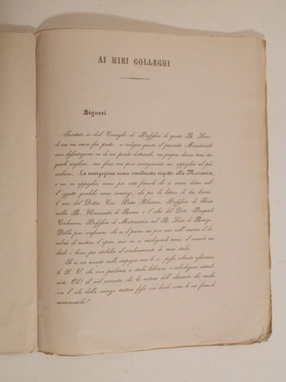 La navigazione aerea considerata rispetto alla meccanica : studii
