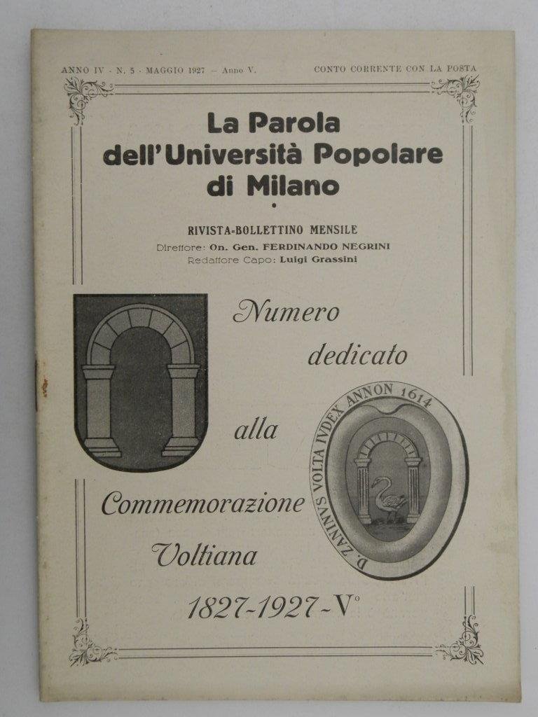 La Parola dell'Università Popolare di Milano. Numero dedicato alla Commemorazione …