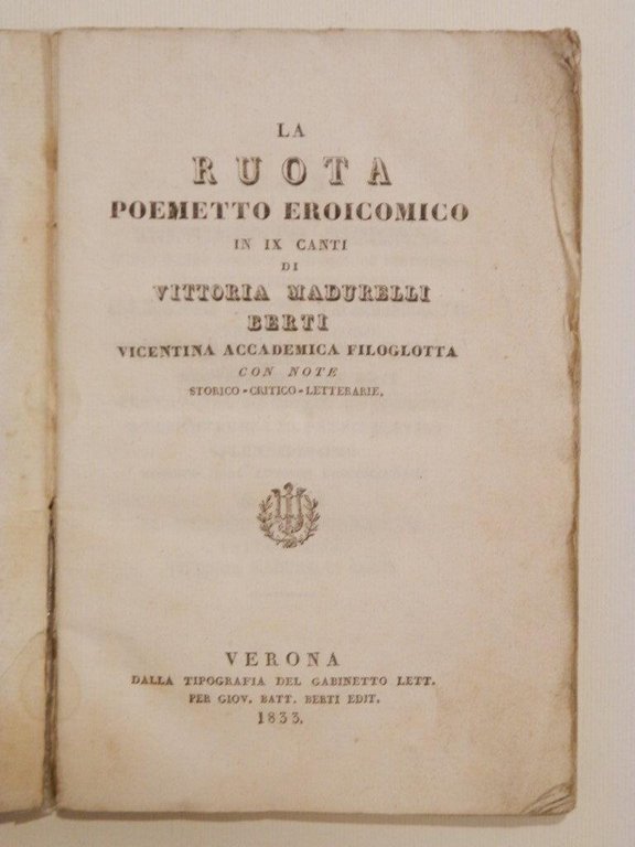 La Ruota : poemetto eroicomico in nove canti
