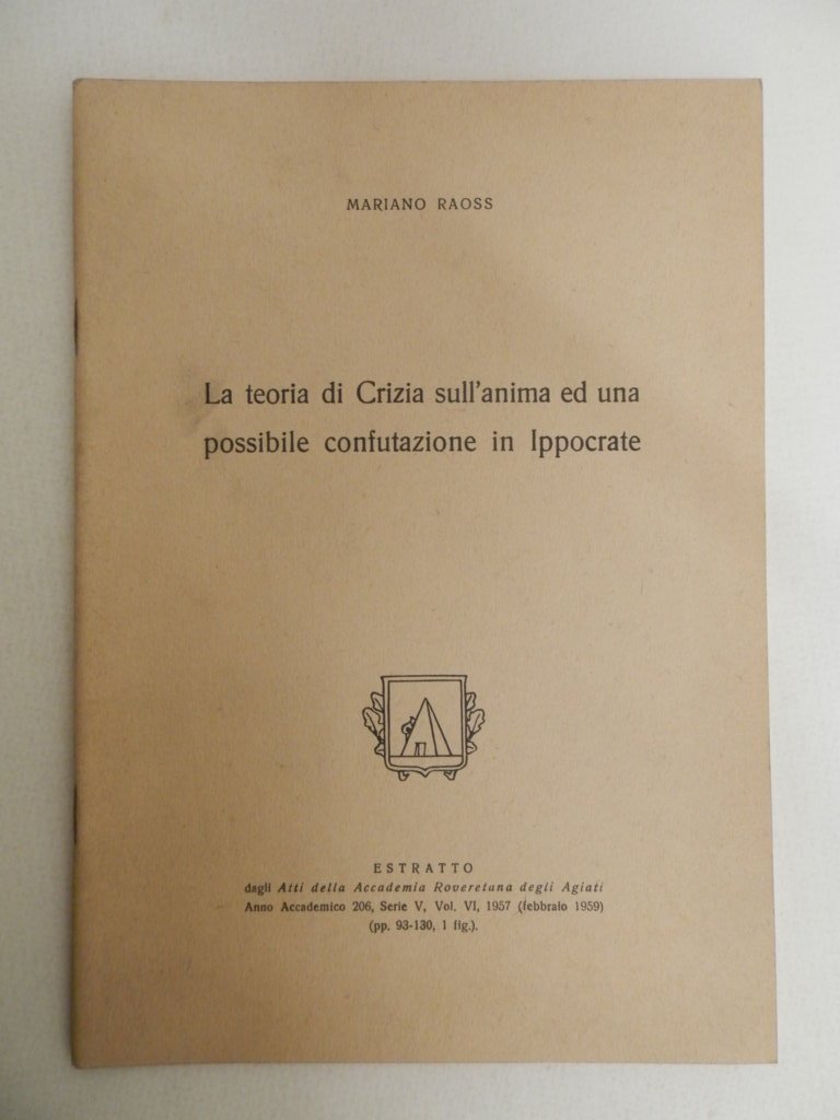 La teoria di Crizia sull'anima ed una possibile confutazione di …