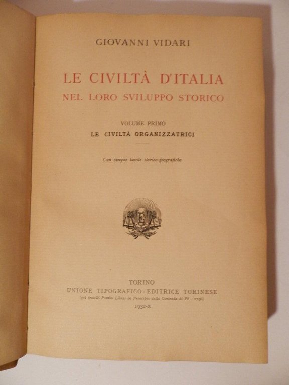 Le civiltà d'italia nel loro sviluppo storico. I: Le civiltà …