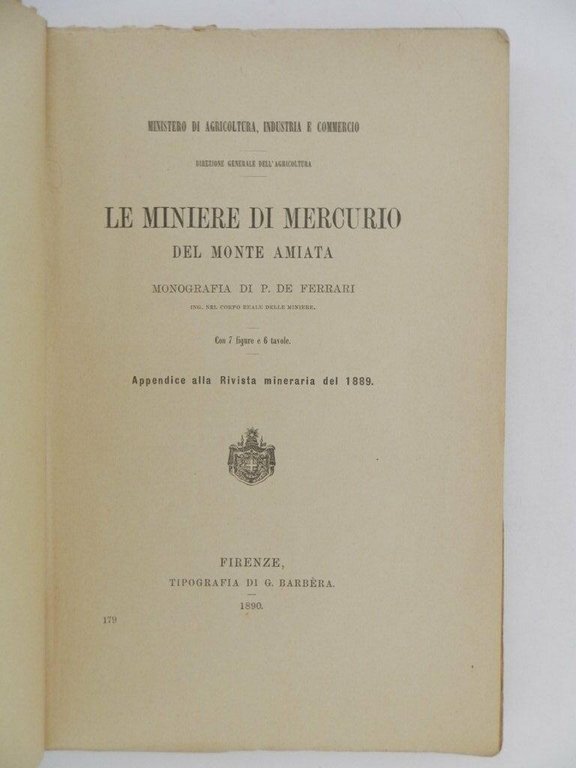 Le miniere di mercurio del monte Amiata. Appendice alla rivista …