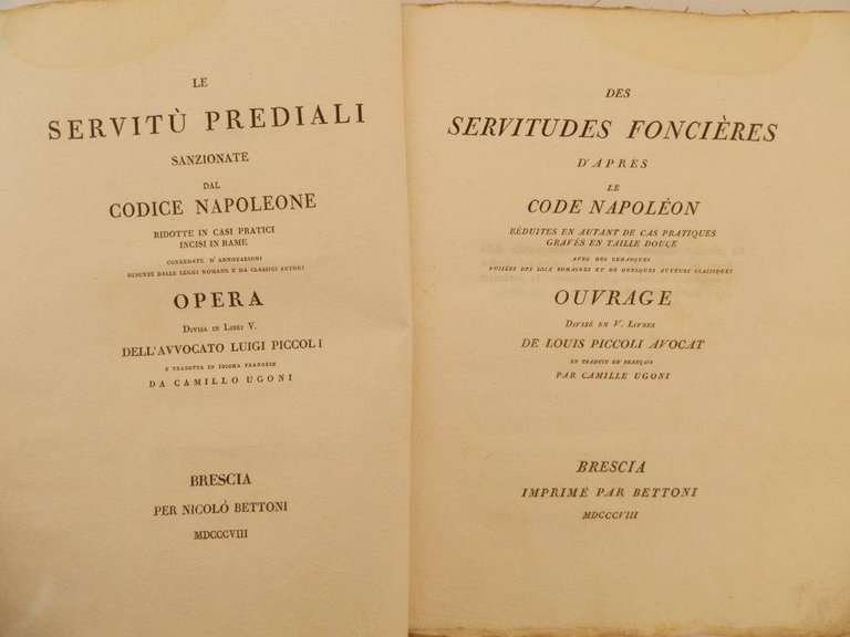 Le servitù prediali sanzionate dal Codice Napoleone ridotte in casi …