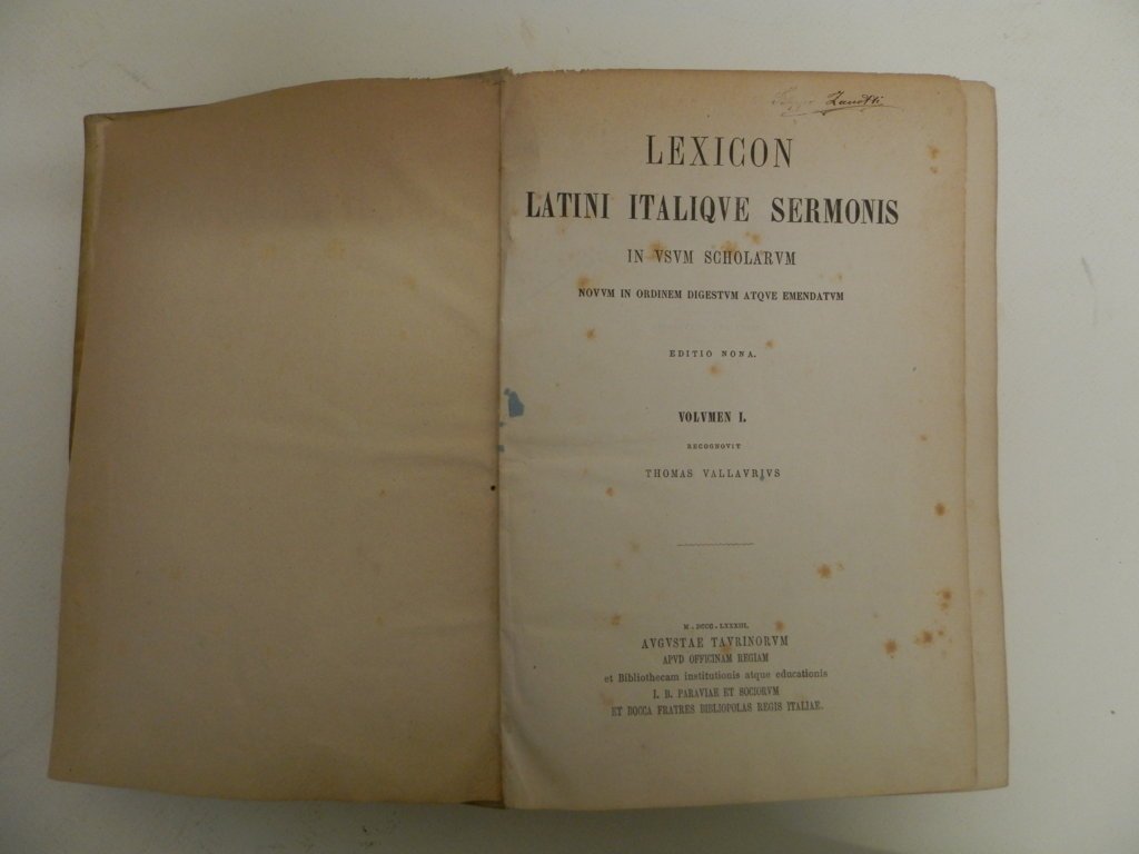 Lexicon Latini Italique Sermonis in usum scholarum, novum in ordinem …