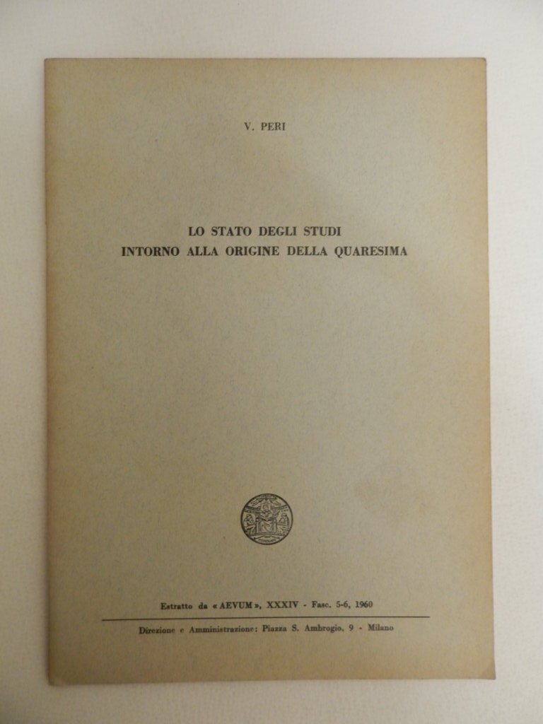 Lo stato degli studi intorno alla origine della quaresima