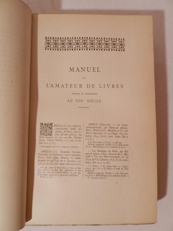 Manuel de l'amateur de livres di XIX^ siècle 1801-1893