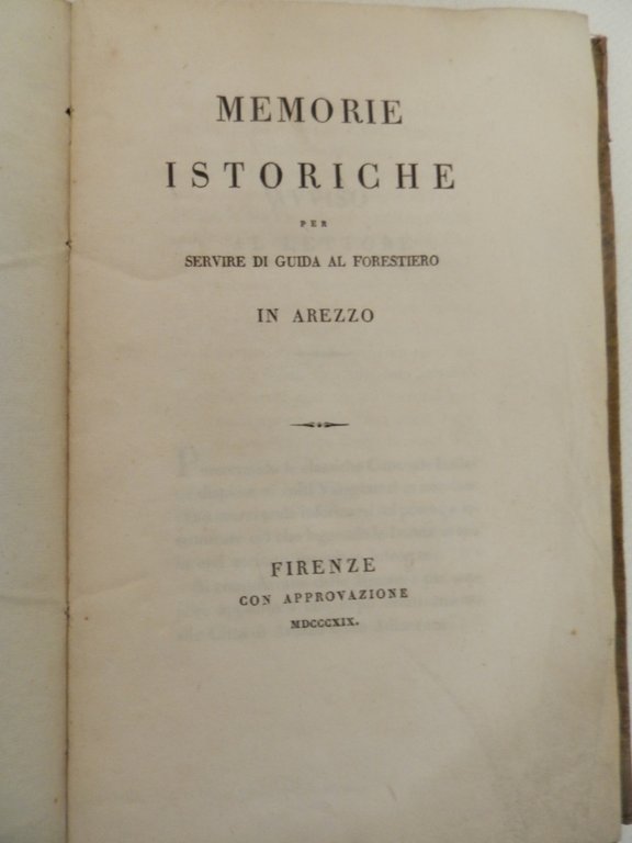 Memorie istoriche per servire di guida al forestiero in Arezzo