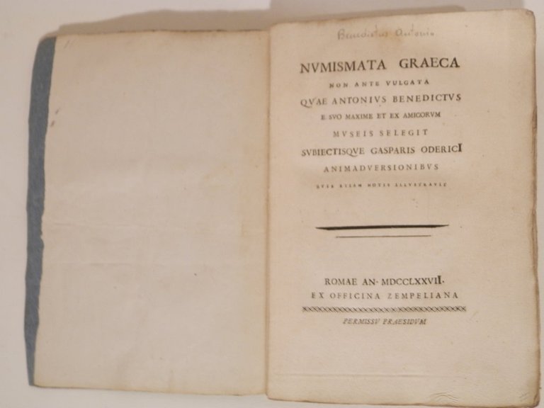 Numismata graeca non ante vulgata quae Antonius Benedictus e suo …