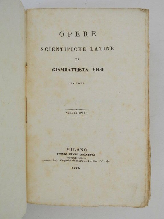 Opere scientifiche latine di Giambattista Vico