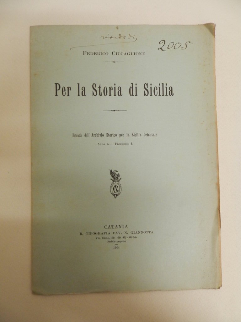 Per la storia di Sicilia