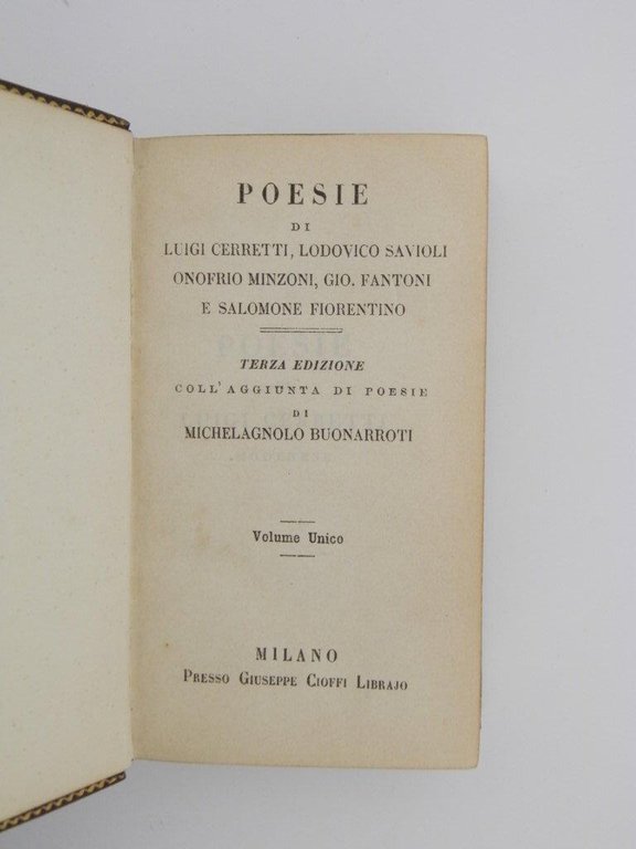 Poesie di Luigi Cerretti, Lodovico Savioli, Onofrio Minzoni, Gio. Fantoni …