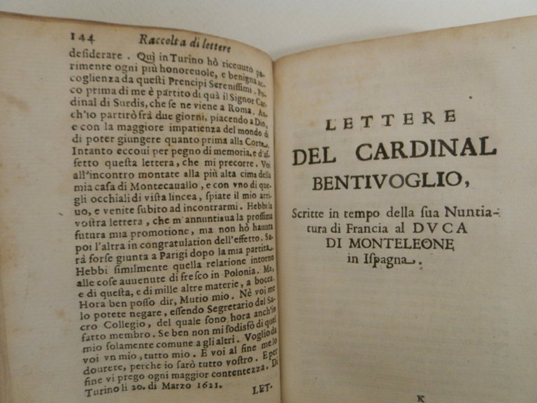 Raccolta di lettere scritte dal cardinal Bentivoglio in tempo delle …