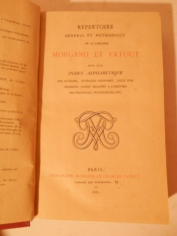 Repertoire General et methodique de la librairie Morgand et Fatout