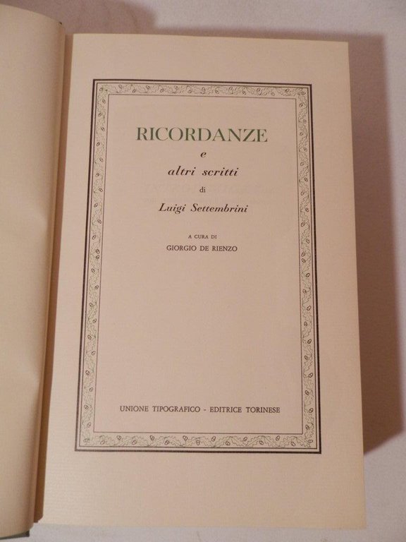 Ricordanze e altri scritti di Luigi Settembrini