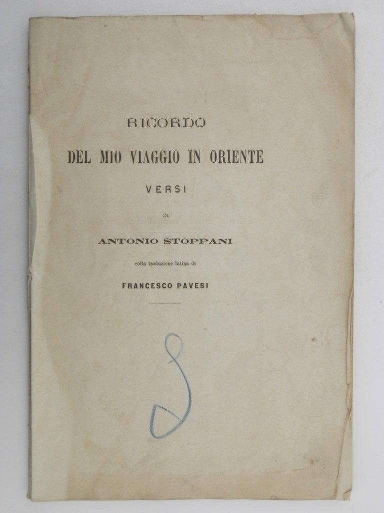 Ricordo del mio viaggio in Oriente. Versi