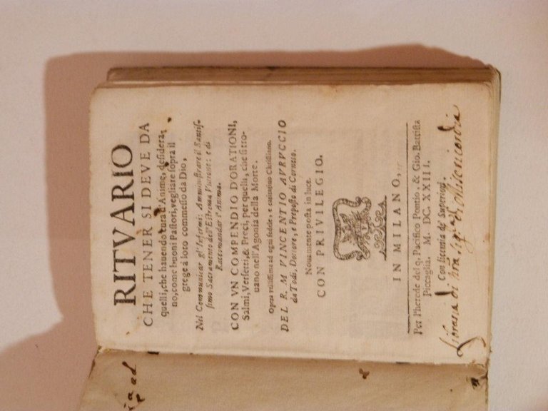 Rituario che tener si deve da quelli che havendo cura …